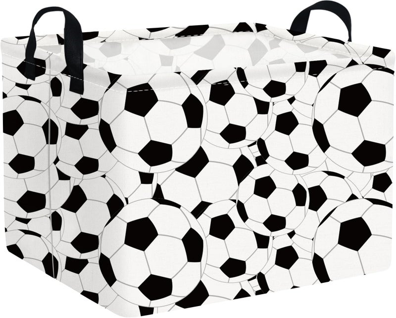 FXOCSHE FXOLCSHE Rectangular Easter Soccer Basket,Sports Boys box,Collapsible waterproof college dorm laundry basket,Baby Nursery Hamper,Boys Soccer Room Decor(Big football) - Image 1